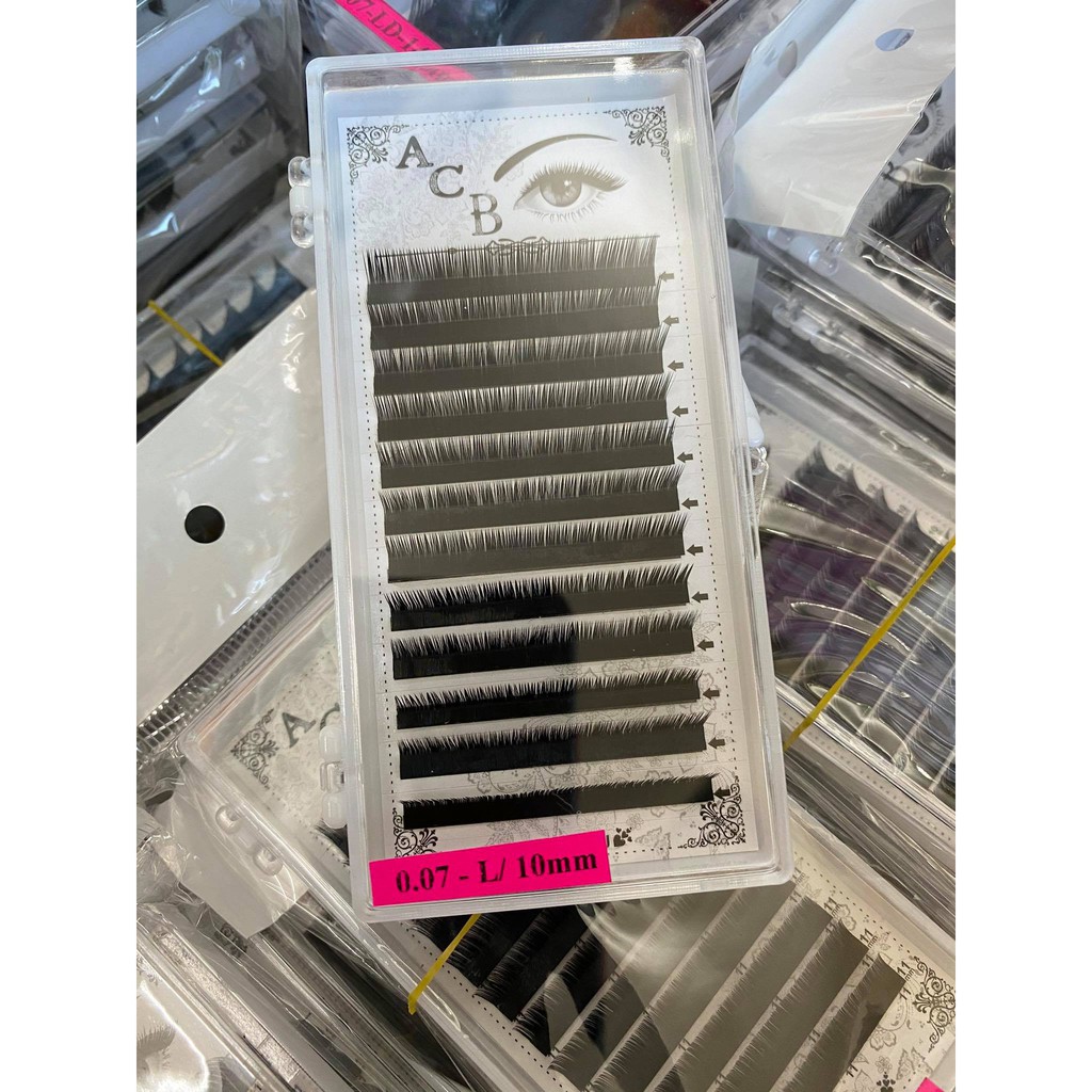 Mi Khay ABC Độ Cong M , L,  độ dày 0.07  Volumn Classic Tạo Fan Nối Mi Đủ Các Độ Dài - Lẻ 1 Khay