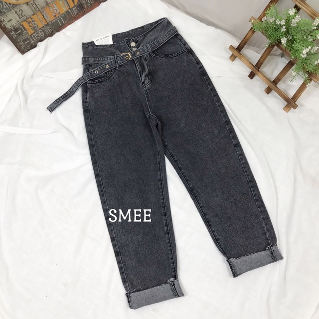 Baggy ghi đen kèm belt