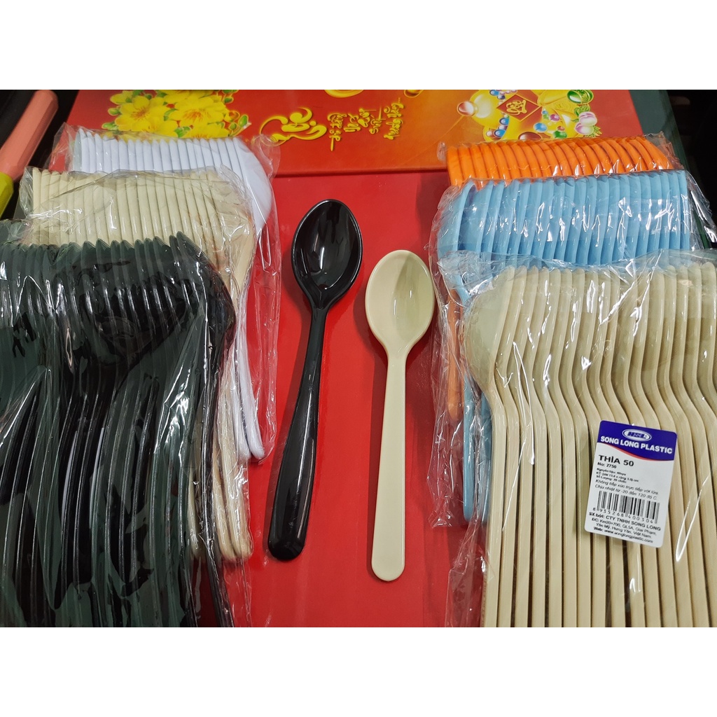 THÌA PHÍP NHỰA CHO BÉ ĂN DẶM, KHUẤY SINH TỐ, ĂN CHÈ NHIỀU MÀU