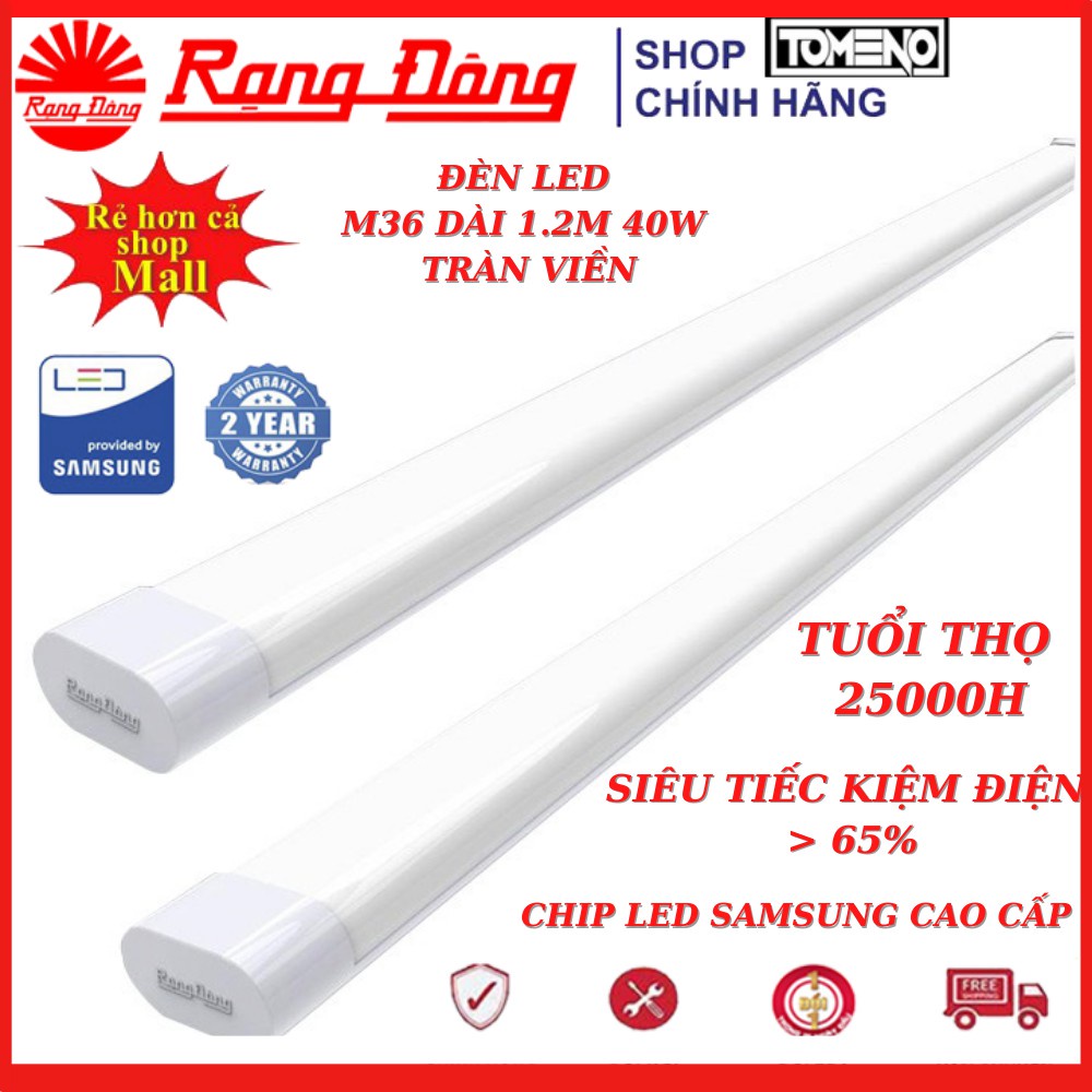 Đèn led bán nguyệt Rạng Đông M36 dài 0.6m và 1.2m, ánh sáng trắng