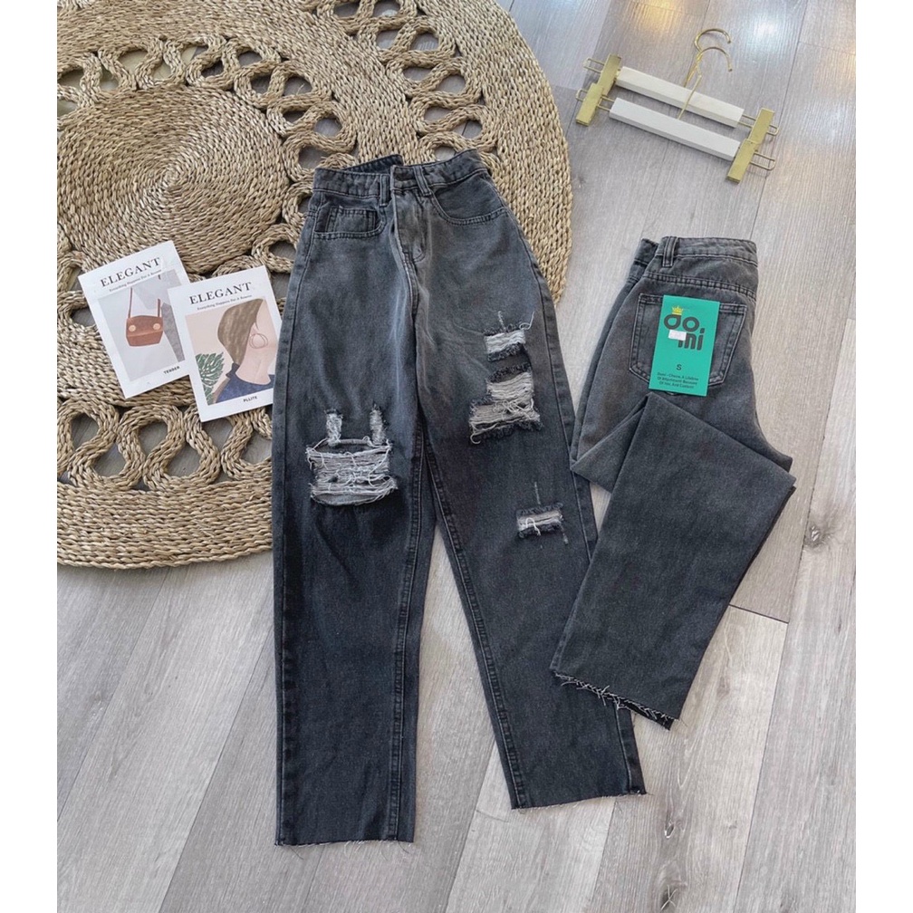 Quần jean nữ baggy loang màu chất vải Jean Denim không co dãn, bền màu William - AT176