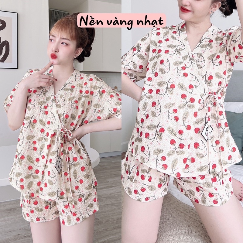 [Hàng mới ] Bộ pijama kimono mặc nhà đùi ĐŨI XỐP cho bạn nữ dưới 65kg
