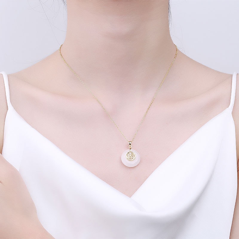 Vòng cổ Hai Mặt Đá Ngọc Bích Phong Cách Trung Hoa