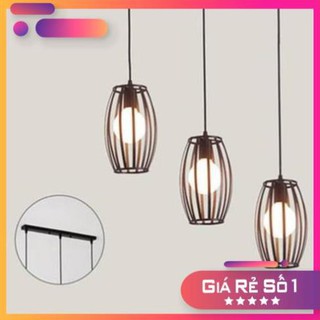 Đèn thả - Đèn thả bàn ăn - đèn thả phòng khách - Bộ 3 đèn lồng trụ LT100 -Tặng  kèm bóng LED và đế ốp trần