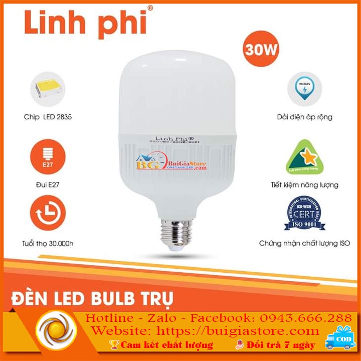 Bóng đèn Led  trụ Linh Phi 30W tiết kiệm điện