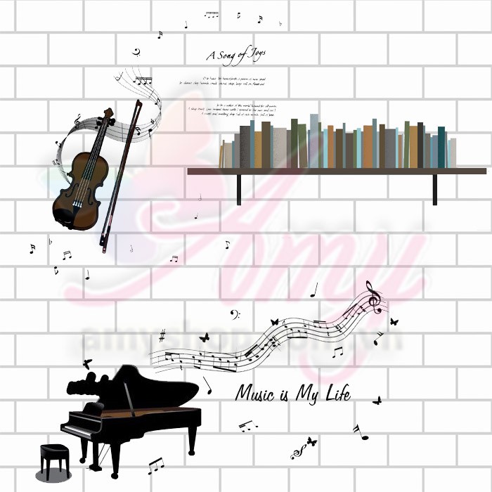 Decal dán tường Piano và Guitar AmyShop