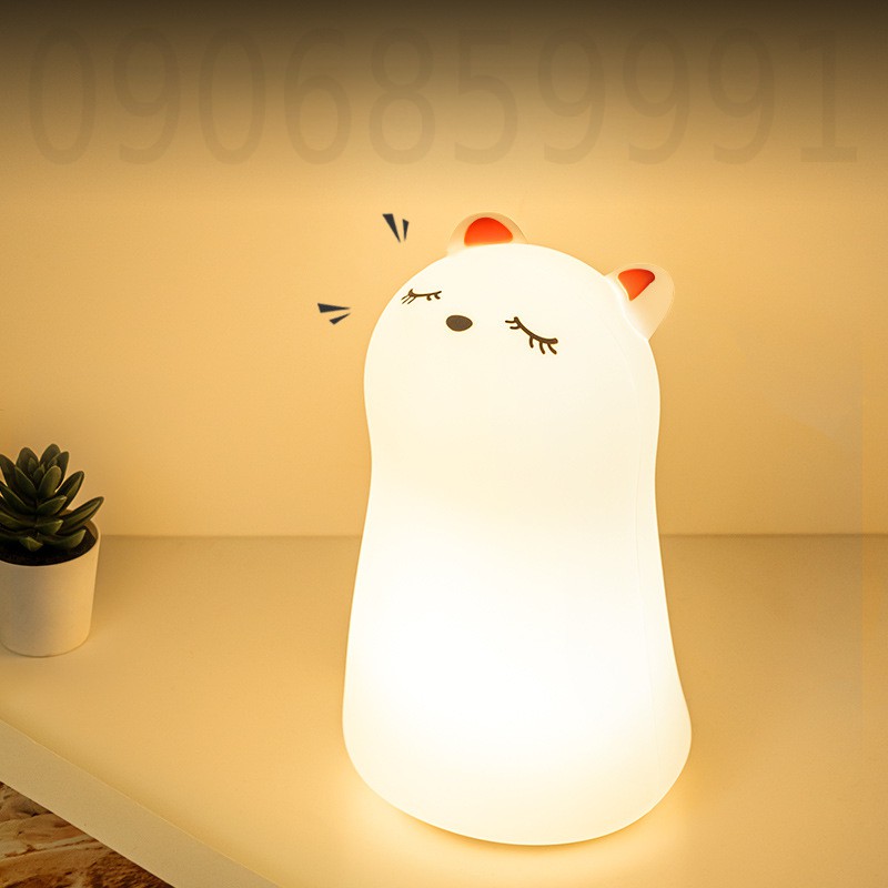Đèn ngủ trang trí,đèn led silicon cảm ứng mèo chảnh