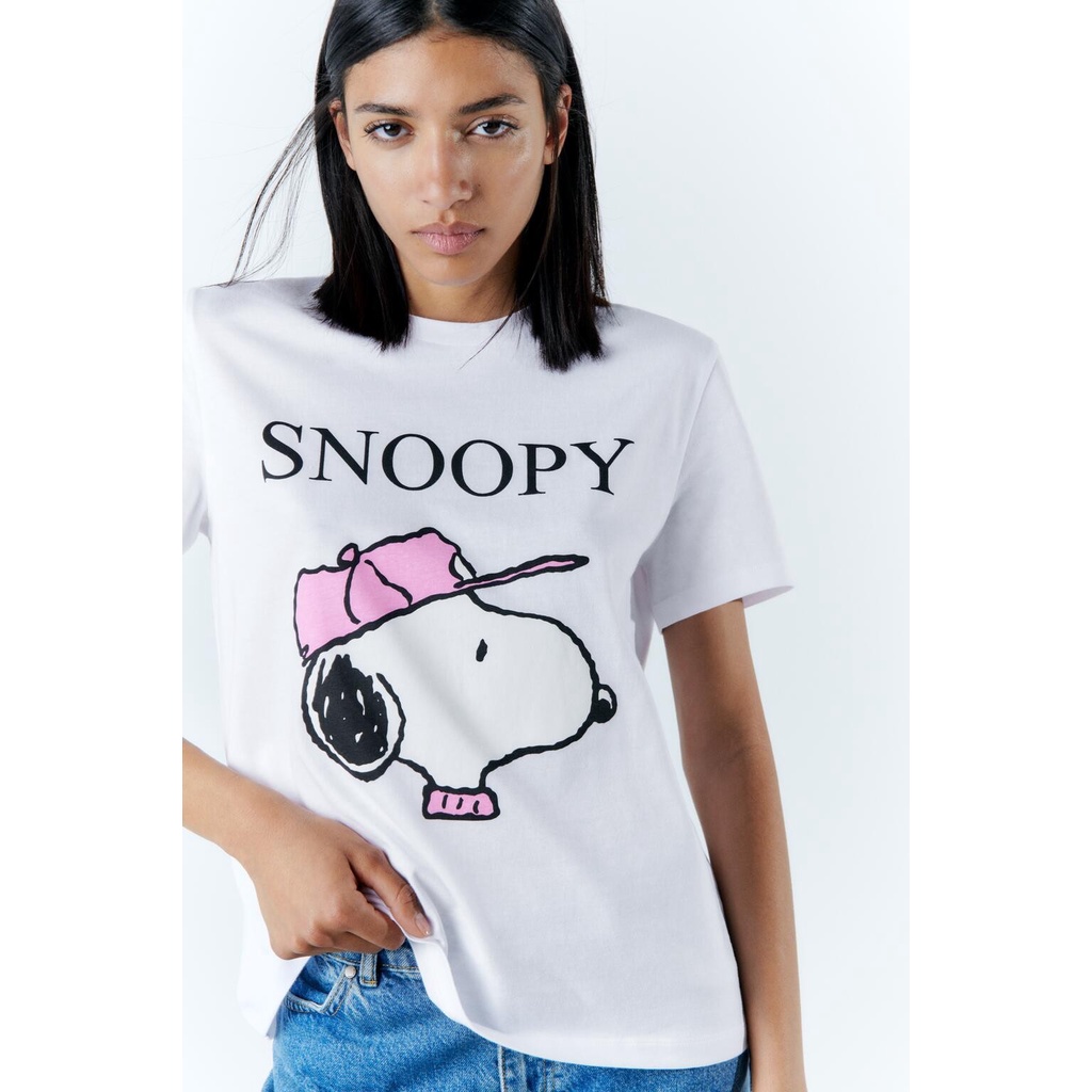 Zara Áo Thun Tay Ngắn In Hoạt Hình snoopy Dễ Thương Cho Nữ 0085426 0085/426