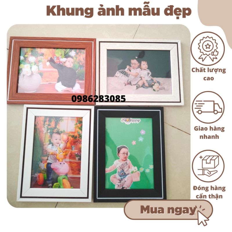 Khung ảnh treo tường mẫu đẹp kích thước 13x18, tặng đinh và móc treo