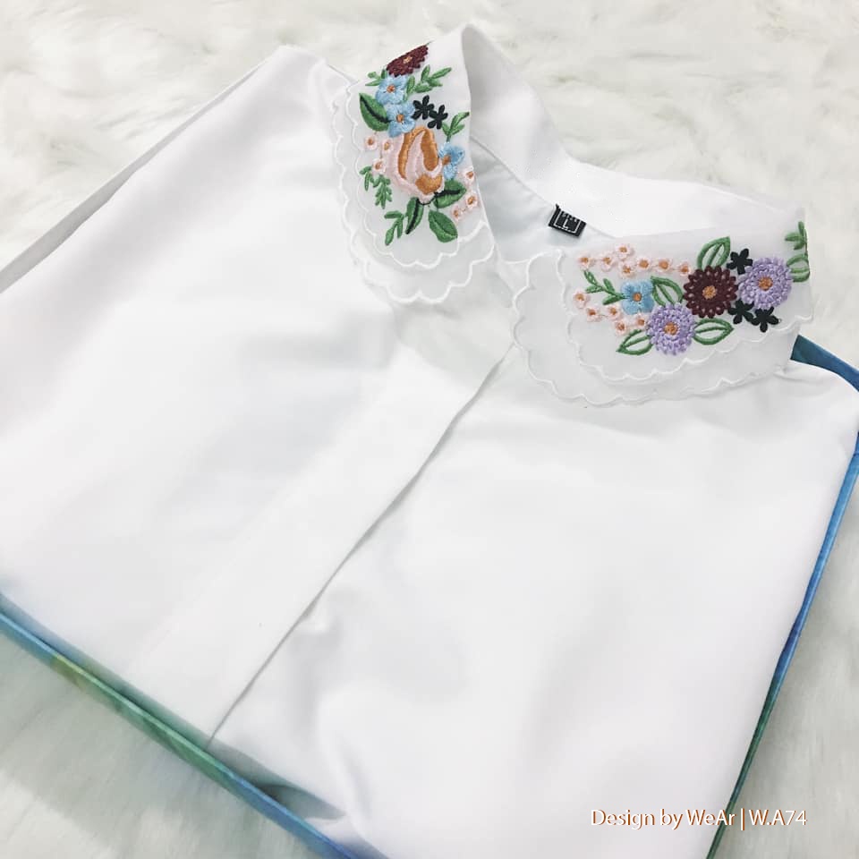 Áo Sơ Mi Cổ Thêu Hoa - WA74