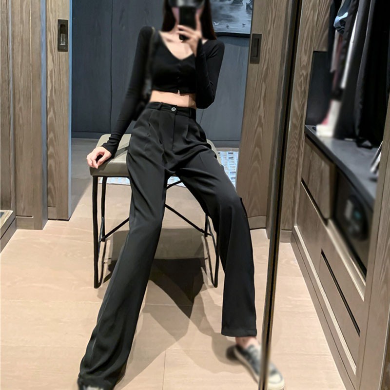 Quần dài lưng cao ống rộng thanh lịch thời trang cho nữ