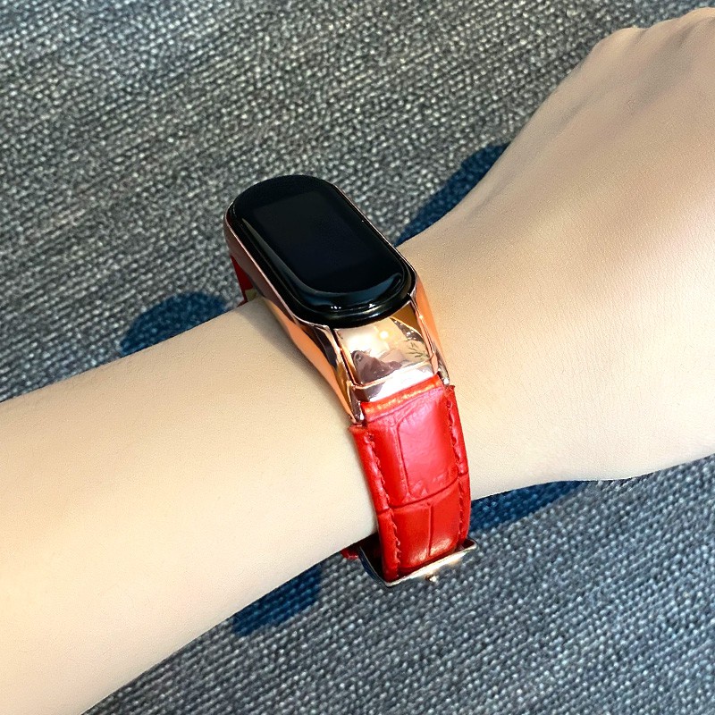 Dây Đeo Da Thay Thế Cho Đồng Hồ Thông Minh Xiaomi Mi Band 7 6 5 4 3