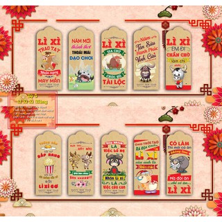 Bao lì xì tết năm 2023 xấp 6 cái giấy Kraft Nhật đẹp, giá rẻ (Nhiều mẫu)