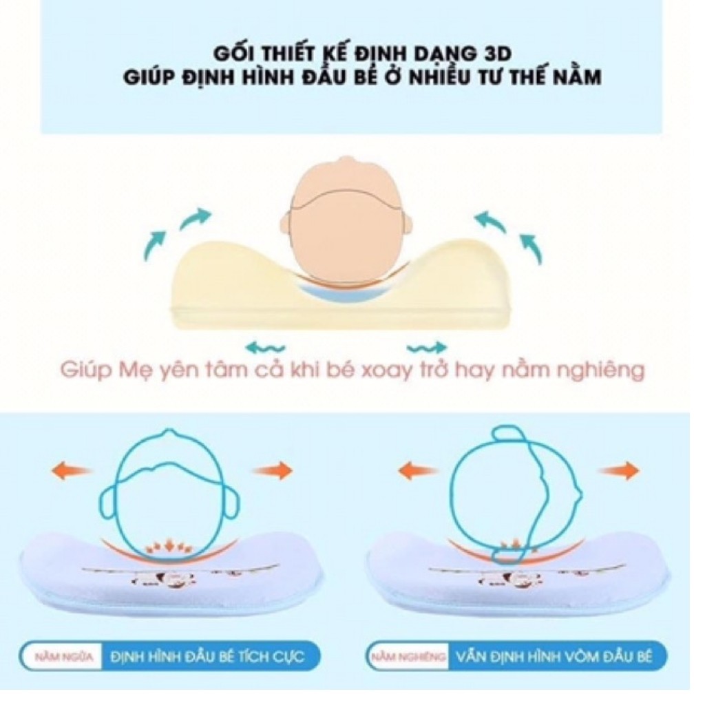 Gối cao su non cho bé Babymoov Chính hãng, chống bẹp đầu, méo đầu, nghẹo cổ cho bé - VIPKID