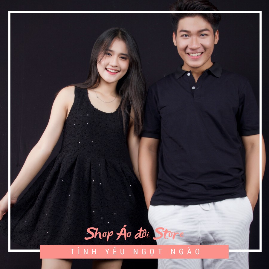 Bộ áo váy sơ mi cặp, đồ đôi nam nữ dễ thương, chất đẹp để chụp hình cưới, đi du lịch
