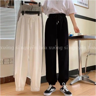 Quần bom - quần chun ống BASIC 2 màu xám/đen form rộng kèm ảnh/video thật xưởng sỉ nguyễn hoa