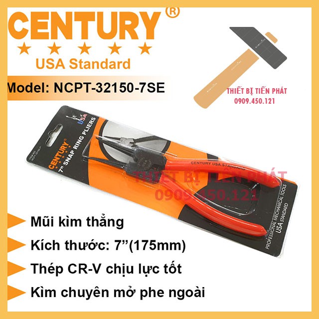 Kềm Mở Phe, Kìm Mở Phe 7&quot; (175mm) Vô Thẳng, Vô Cong, Ra Thẳng, Ra Cong CENTURY Mã NCPT-32150-7SE chế tạo bởi thép CR-V