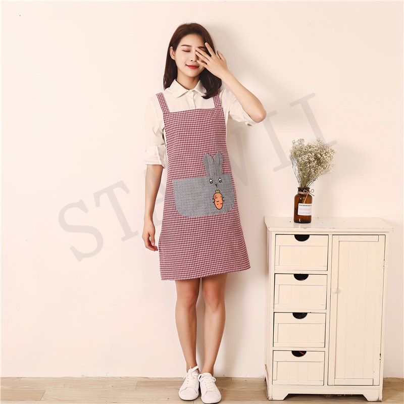 Tạp Dề Bằng Vải cotton Họa Tiết Hoạt Hình Dễ Thương Bắt Mắt