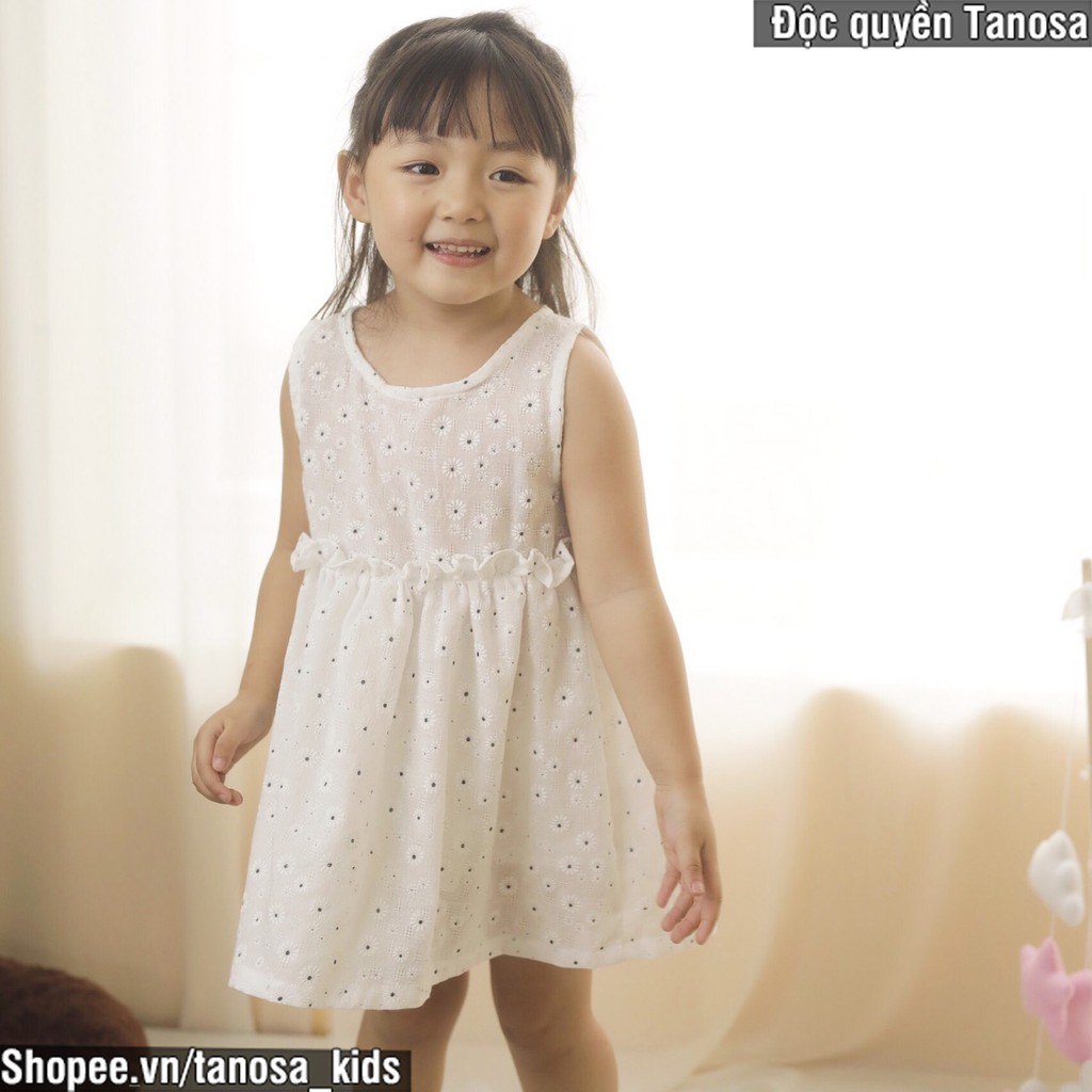 Váy Cho Bé Gái Dáng Xòe Chất Đũi Cao Cấp Cực Đẹp Thếu Hoa Size 10-20kg Tanosa Kids