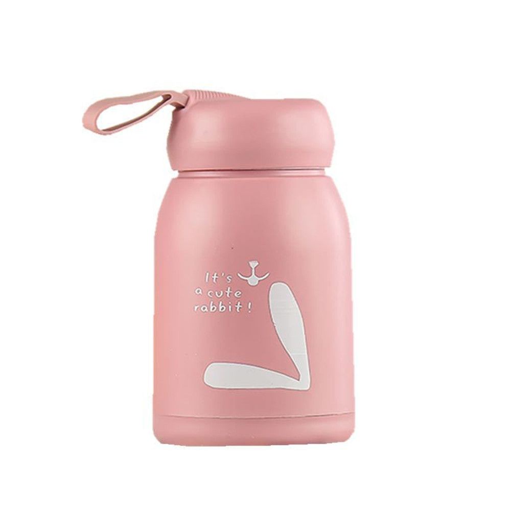 Bình nước thủy tinh giữ nhiệt họa tiết thỏ hoạt hình tùy chọn màu sắc dễ thương cho t