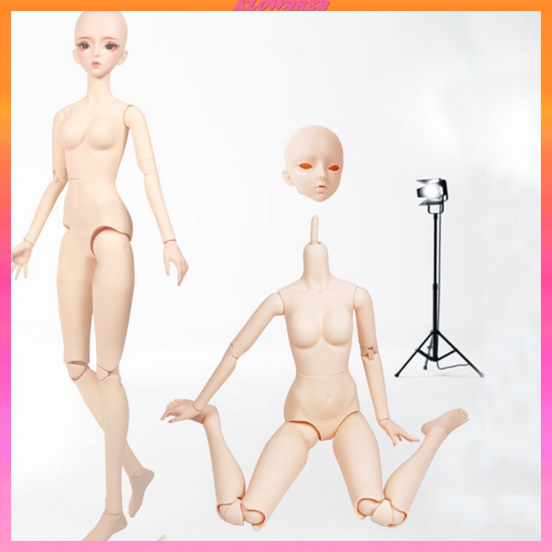 [KLOWARE2]60cm Ball Jointed Doll Nude Vinyl Body Mold without Head DIY Practice Parts