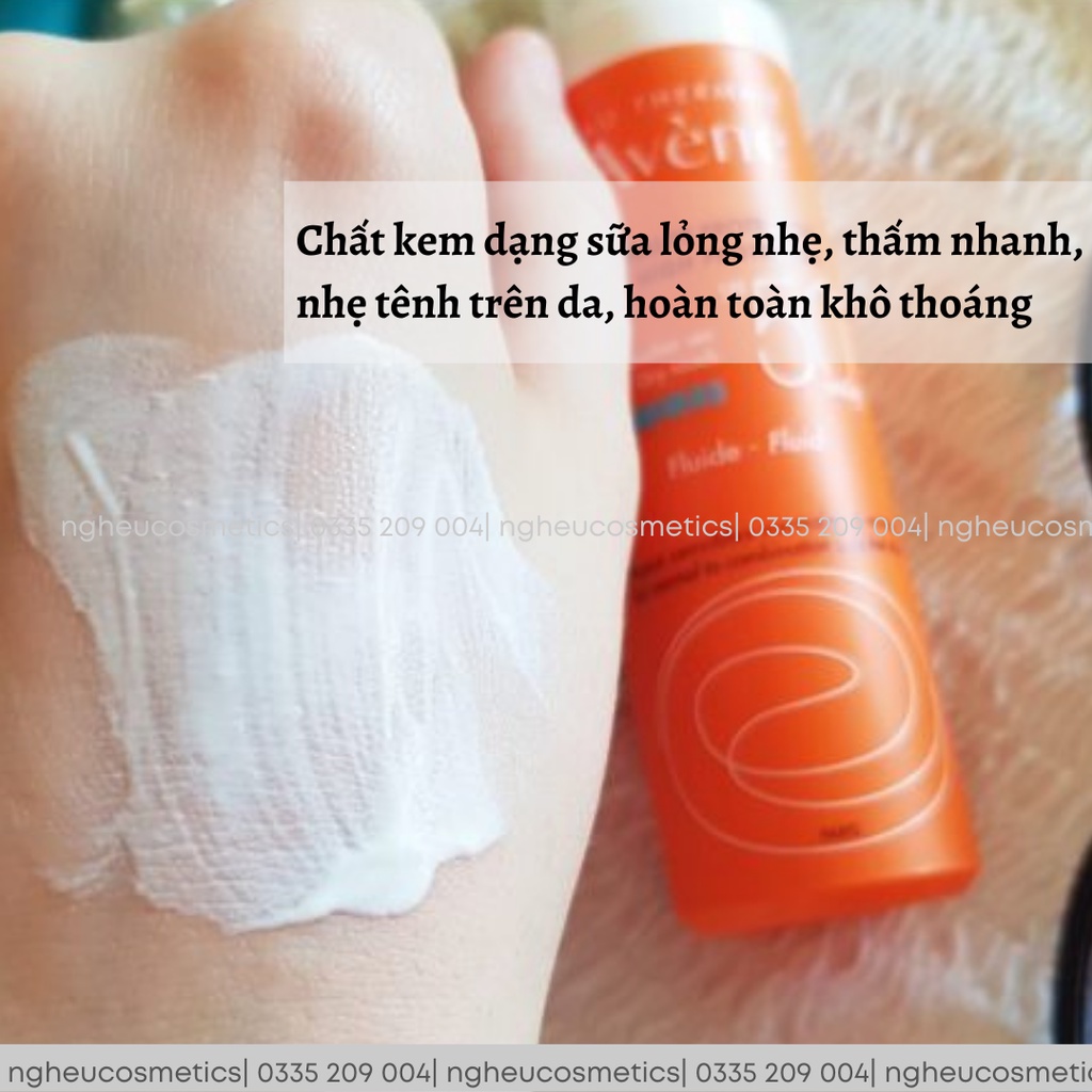 Kem Chống Nắng Avene Thoáng Nhẹ Chống Trôi Nâng Tone Da Very High Protection Fluid SPF50+ 50ML