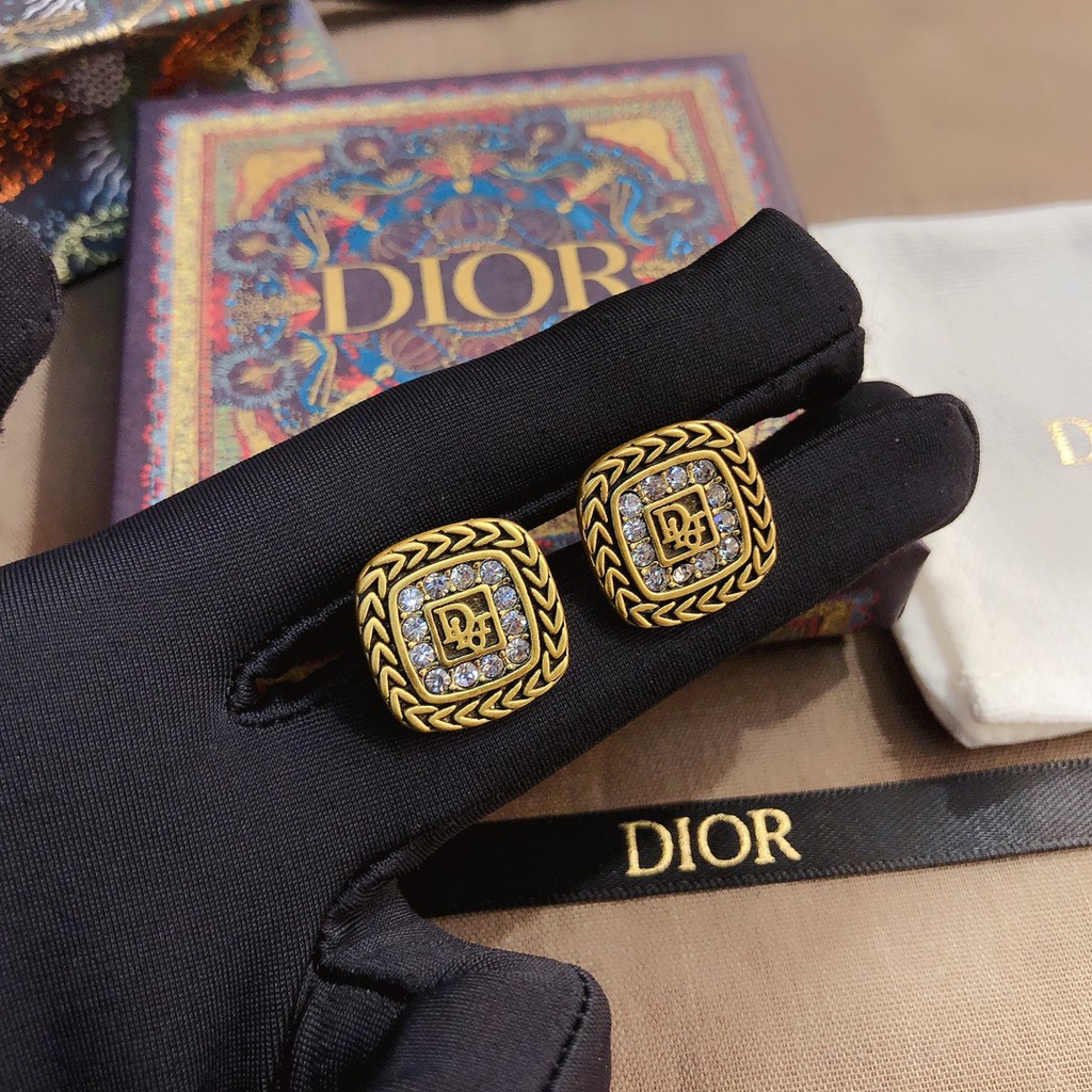 Dior Bông Tai Chữ Đính Đá Thời Trang Cho Nữ