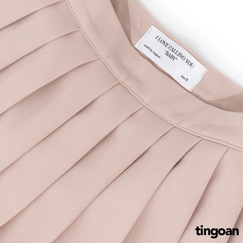 TINGOAN®  - Chân váy cạp lưng cao xếp ly xòe 2 tầng nude tingoan IT'S ON ME SKIRT/ND (có quần trong)