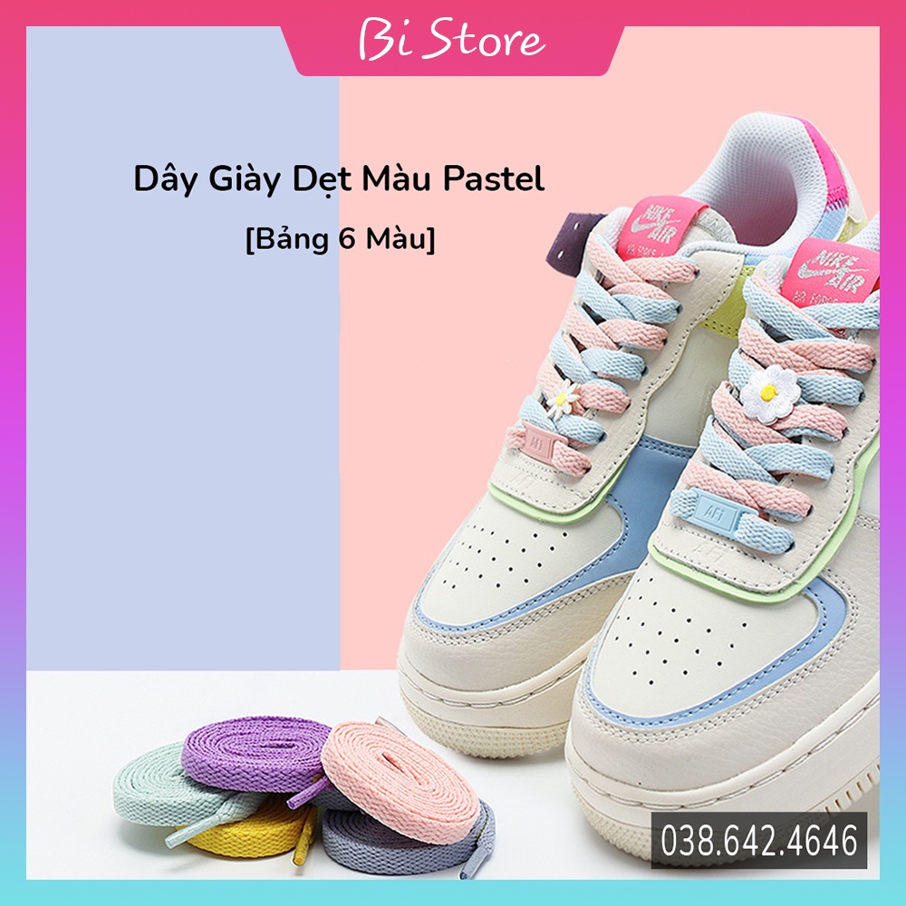 [Bảng 30 màu] Dây giày dẹt màu Pastel dài 1m2 - 1m6 dành cho các loại giày thể thao / sneaker nam nữ Nikee, Jordann, Das