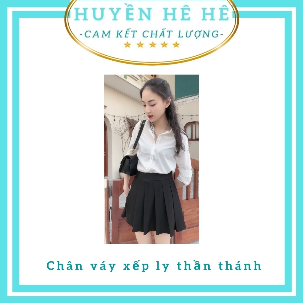 Chân váy xếp ly ngắn chất umi hàn, lưng cao gen bụng, phong cách Hàn Quốc