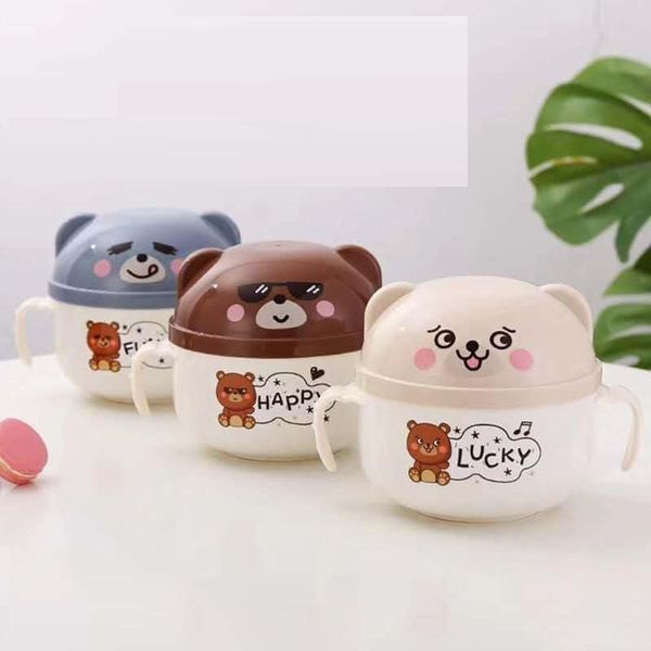 Bát Ăn Dặm Inox 2 lớp Cách Nhiệt Cho Bé Có Tay Cầm Nắp Đậy Kèm Thìa Muỗng, Chén ăn cháo,