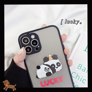 Ốp điện thoại TPU dẻo chống sốc/trầy hình gấu trúc may mắn đáng yêu cho IPhone 11 Pro Max XR/XS/X
