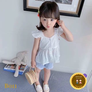 Set áo sơ mi quần jean bé gái