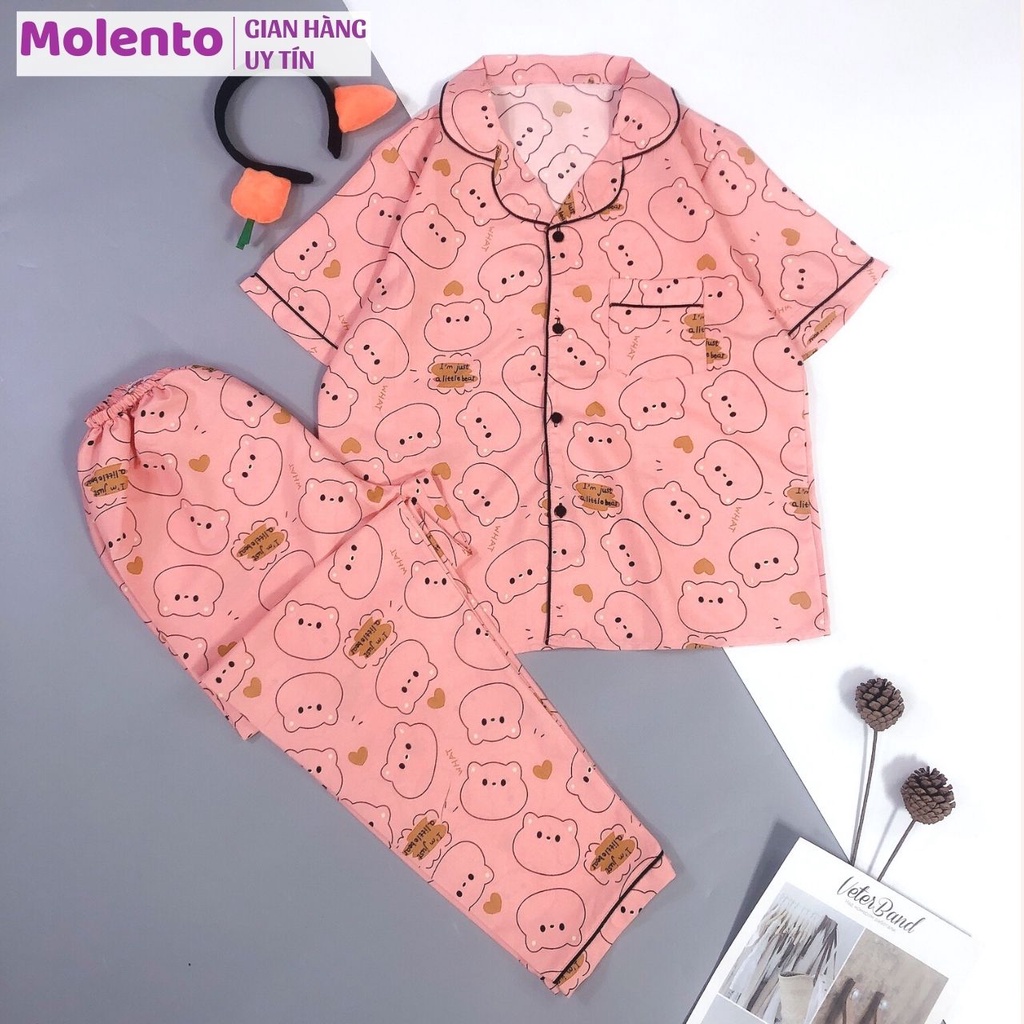 Bộ mặc nhà nữ thu đông Molento cộc tay quần dài chất kate thái loại 1 siêu nhẹ, thoáng mát - M55 | BigBuy360 - bigbuy360.vn