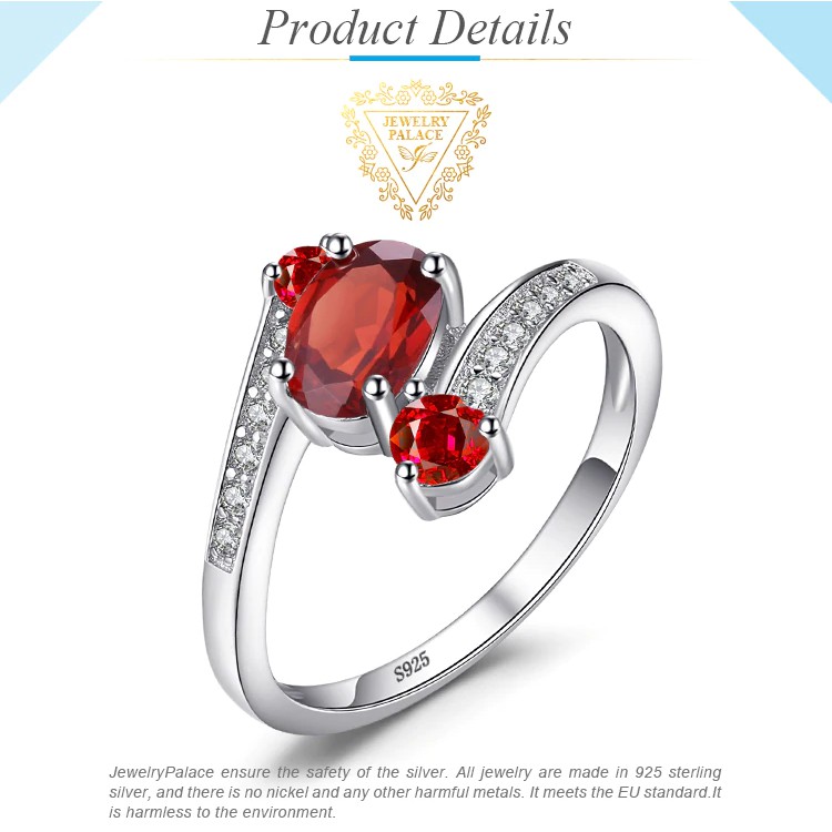 Nhẫn Bạc 925 Đính Đá Garnet 3 Màu Đỏ Cho Nữ