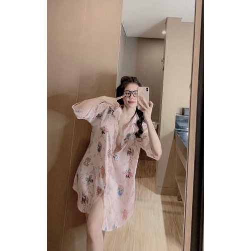 đầm sơ mi lụa latin