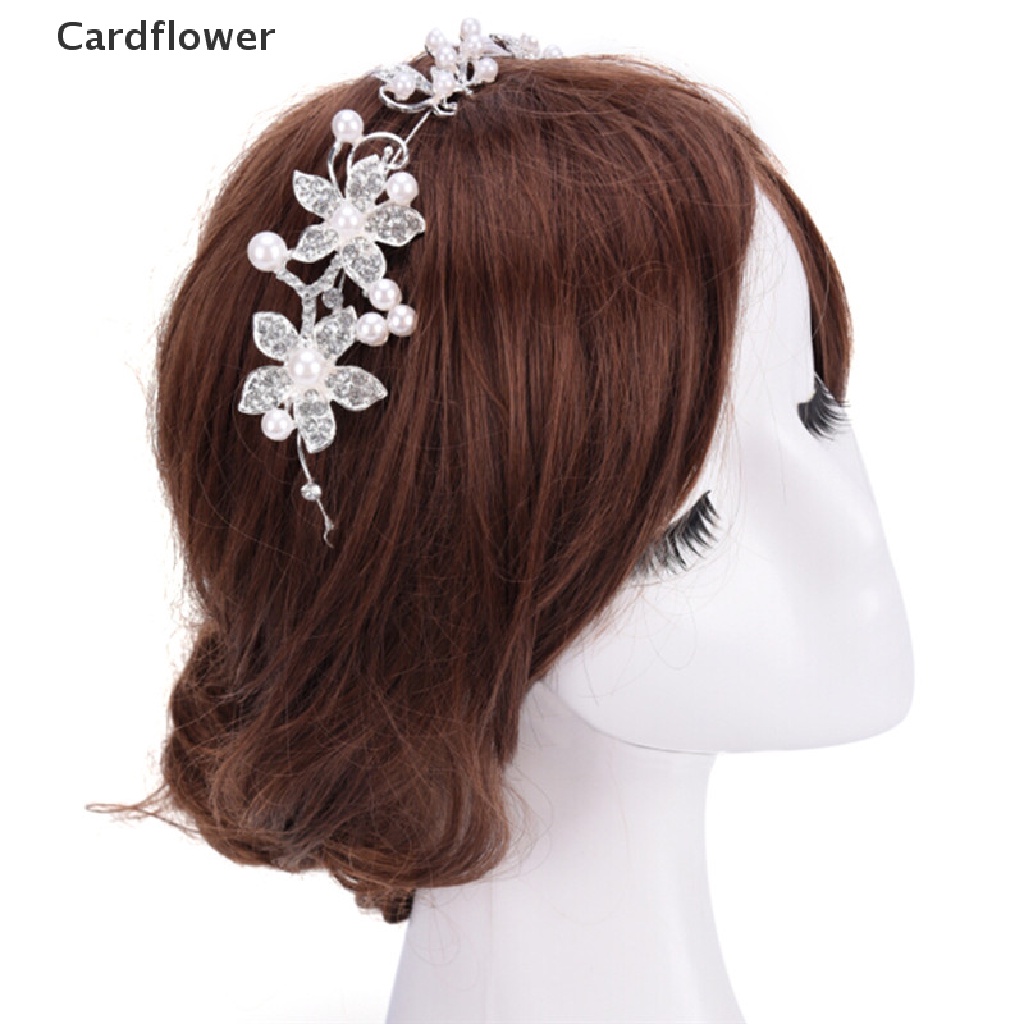 &lt; Cardflower &gt; Cài Tóc Đính Đá Pha Lê Và Ngọc Trai Màu Bạc Cho Cô Dâu Trong Tiệc Cưới