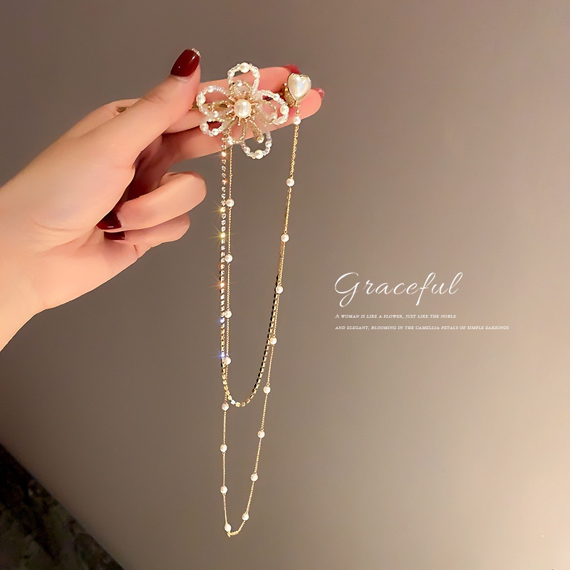 Kẹp Tóc Hình Hoa Đính Ngọc Trai Thời Trang Hàn Quốc Cho Nữ