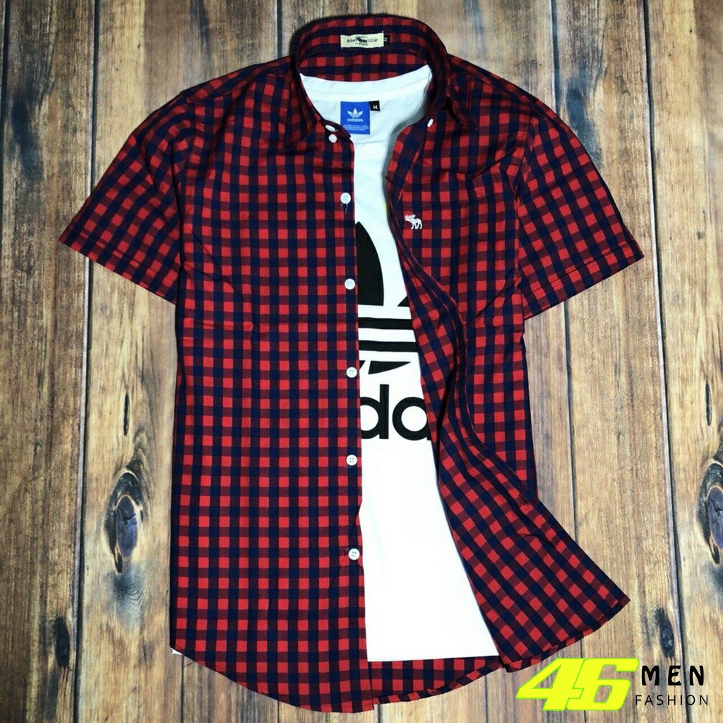 Áo sơ mi nam caro ngắn tay Aber xuất khẩu cao cấp MFM313 | BigBuy360 - bigbuy360.vn