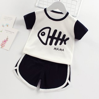 ▨❈✼Bộ đồ thể thao trẻ em mùa hè ngắn tay bé trai và gái quần đùi áo thun 0-6 tuổi nửa váy <