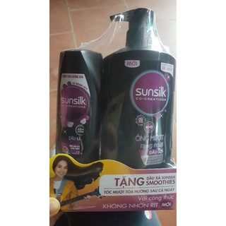 Dầu gội Sunsilk óng mượt 650g tặng dầu xả 140g/ khăn tắm cao cấp