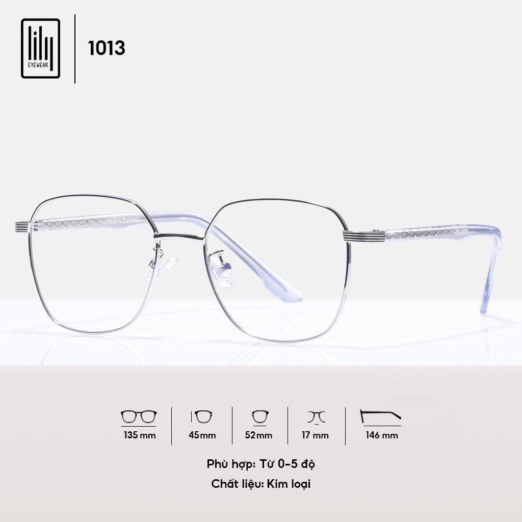 Gọng kính cận kim loại nam nữ Lilyeyewear mắt tròn màu sắc thời trang thiết kế chắc chắn 1013