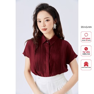 Áo sơ mi nữ ngắn tay cổ đức 20AGAIN, thiết kế công sở ASA1044