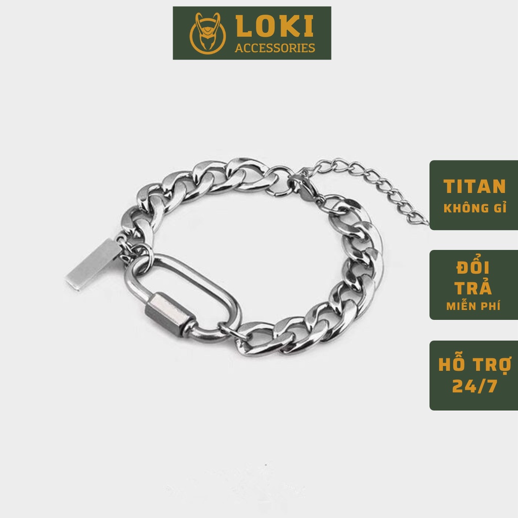 Vòng Tay Nam Lắc Tay Unisex Thời Trang Đeo Tay Nam Nữ Basic Loki Accessories Màu Bạc Đen - Vòng tay Manz