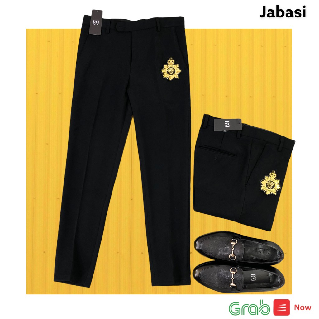 Quần Tây Đen Nam Mác Họa Tiết Thêu Kimsa ,Quần Âu Dáng Hàn Phom body Dáng Ôm, Ống Côn Vải Chống Nhăn,Không Bai Màu