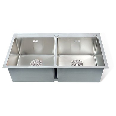 Chậu rửa chén 2 hộc INOX 304, tặng kèm giá để đồ (không bao gồm vòi rửa)