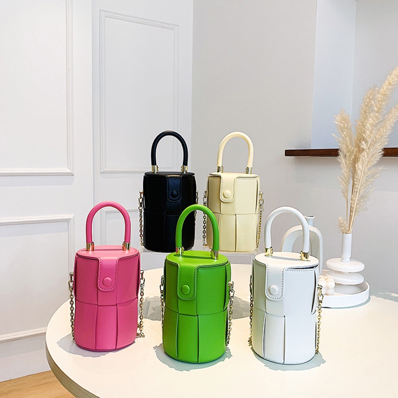 Túi Đeo Vai Hình Trụ Kiểu Dây Xích Thời Trang Cho Nữ