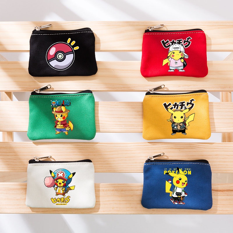 Pikachu Ví đựng tiền xu thời trang sinh viên Pokemon Túi đựng tiền xu Túi vải Mini