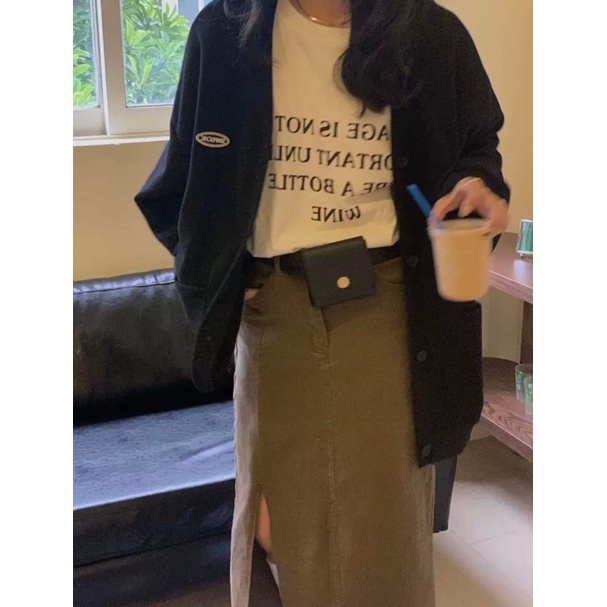 Áo Cadigan nữ len xốp Áo khoác Cadigan thu đông mỏng nhẹ Simpischic 2 màu Áo khoác cổ V nhẹ nhàng