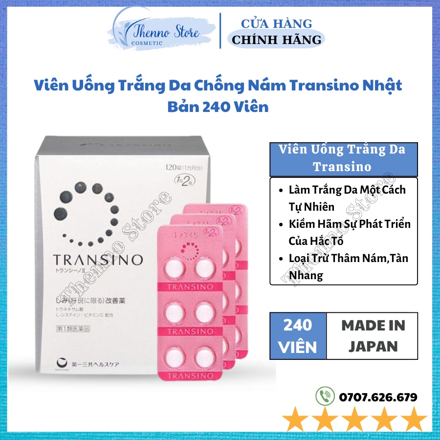 Viên Uống Trắng Da Chống Nám Transino Nhật Bản 240 Viên